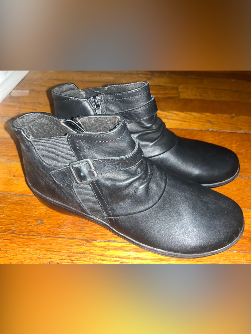 Clarks Black Women's Ankle Booties with Buckle Strap